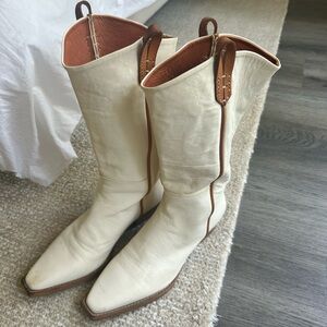 Free People/We The Free White Leather Cowboy Boots size 7.5